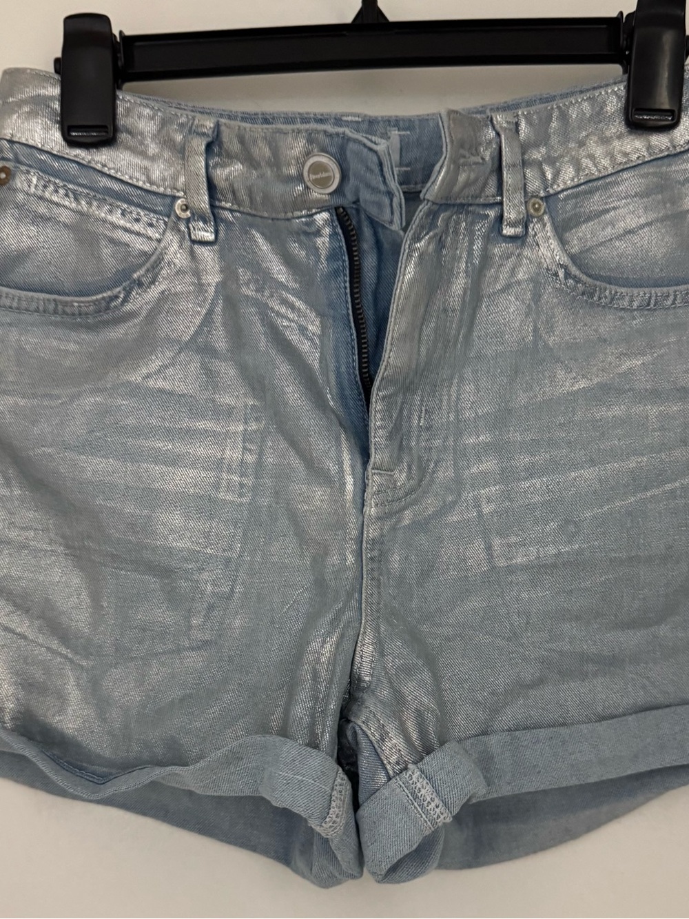 River Island Metallic Light Blue Women's Denim Shorts